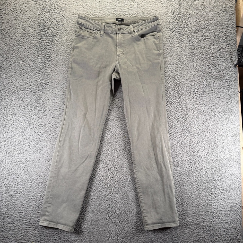 Express Jeans Mens 31x32 Gray Cotton Denim Straight Slim Travel Workwear Stretch